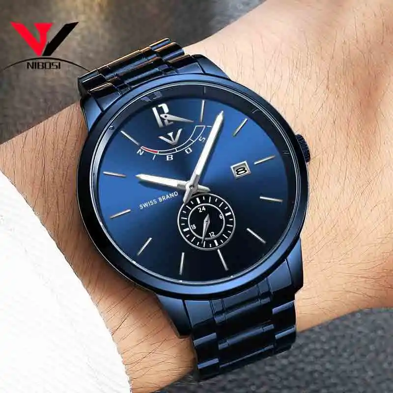 NIBOSI Mens Watches Luxury Original Analog Waterproof Luxury Casual Stainless Steel